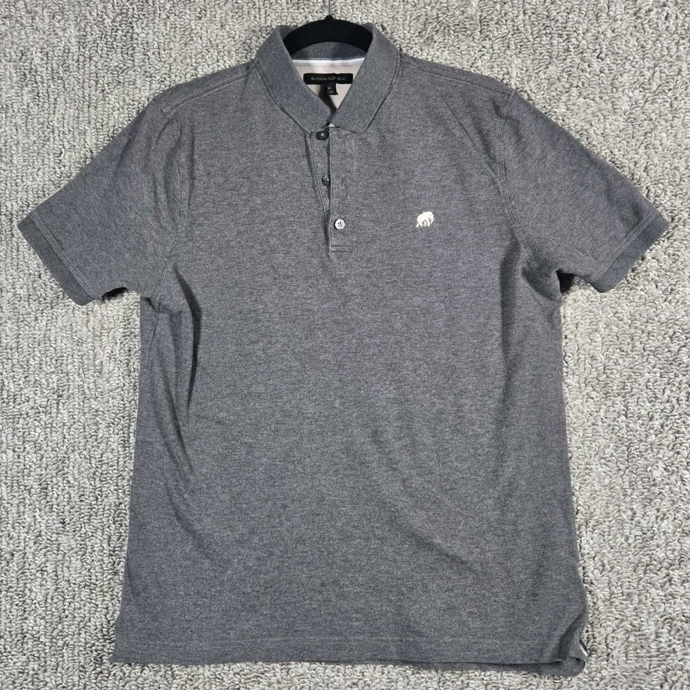 Banana Republic Polo Shirt Gray Elephant Logo Preppy Mens Medium